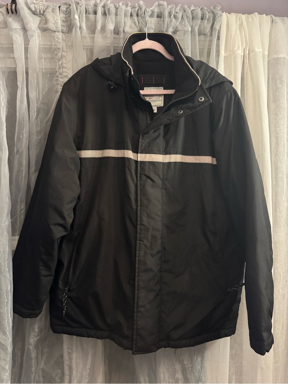 Old Navy Black Mens Puffer Jacket with Reflective Stripe